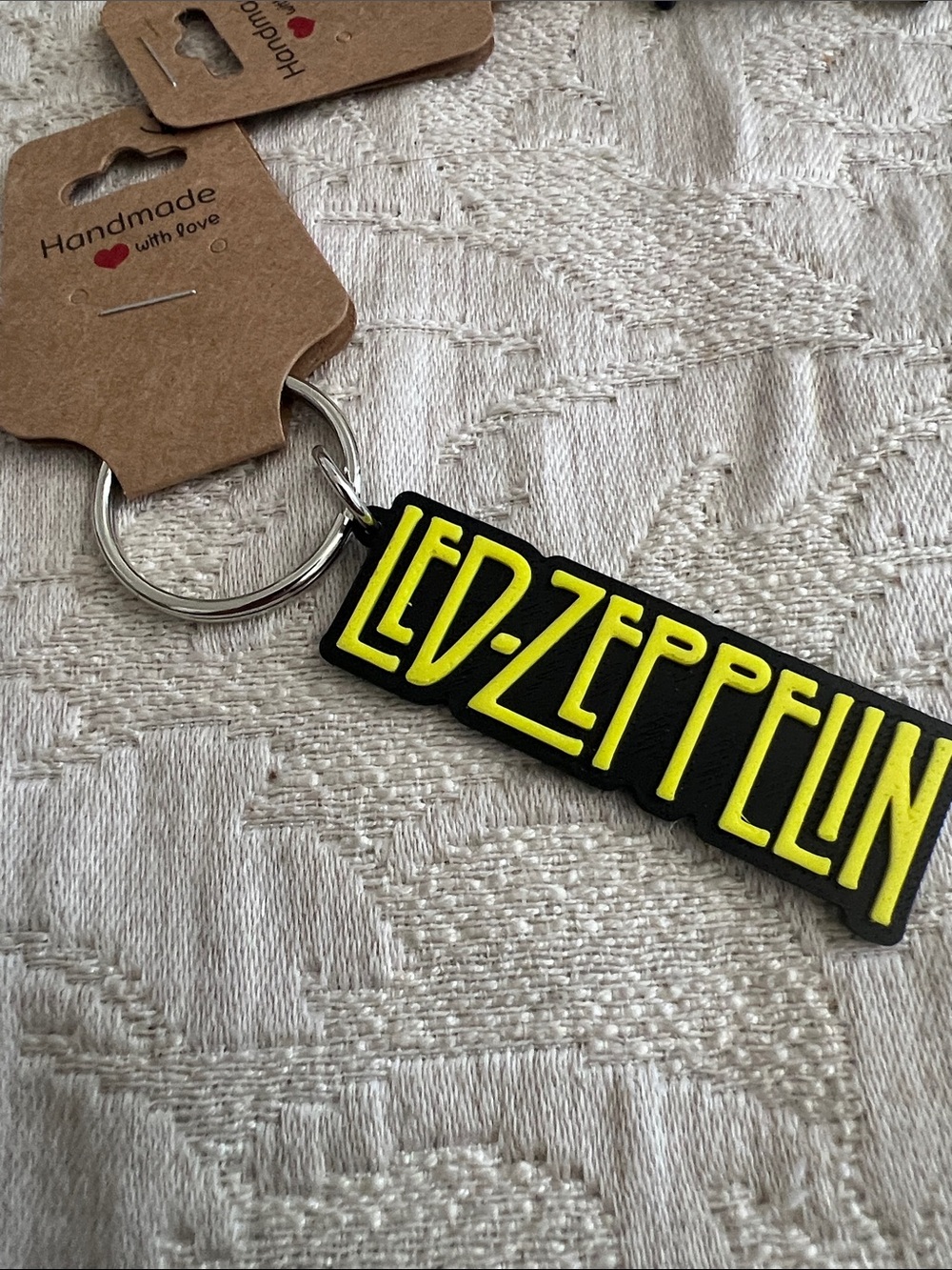Led Zeppelin Yellow Logo Keychain Handmade